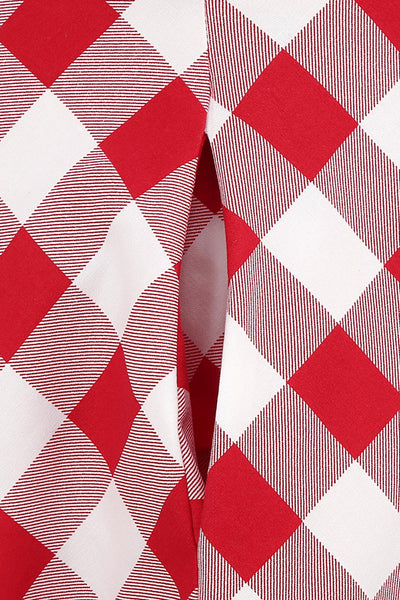 Vintage Červené Kostkované Šaty A-Line Z 50. Let