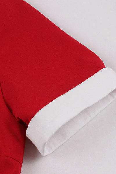 Šaty S Červeným Klopovým Límcem Z 50. Let