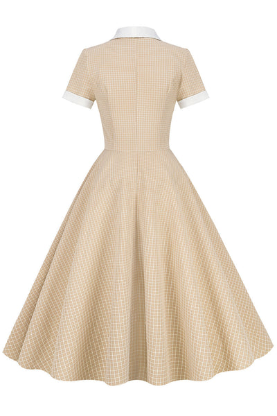 Šaty Vintage Check Shawl Collar