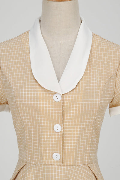 Šaty Vintage Check Shawl Collar