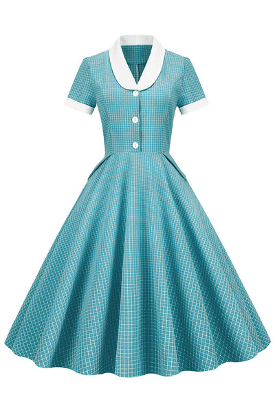 Šaty Vintage Check Shawl Collar