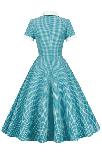 Šaty Vintage Check Shawl Collar