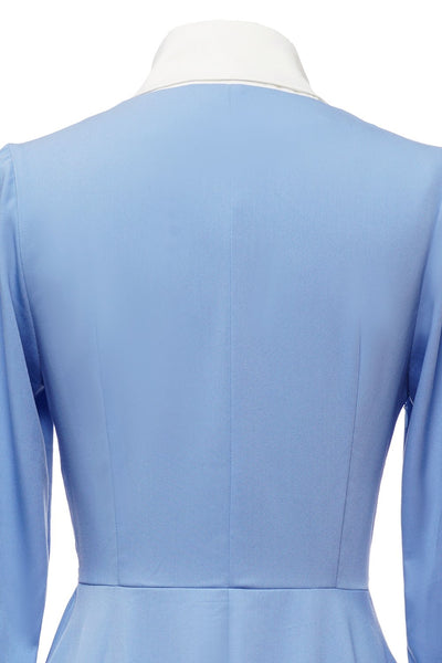 Modré Vintage Šaty Áčkového Střihu S Motýlkem