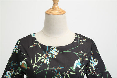 Vintage Černé Zimní Šaty S Květinami