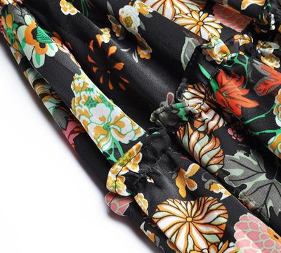 Černé Květinové Šaty 40. Let S Vysokým Pasem