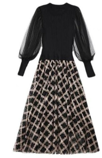 Vintage Černé Kostkované Šaty Ze 40. Let