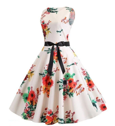 Béžové A Růžové Vintage Rozšířené Šaty