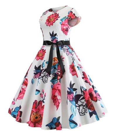 Bílé A Růžové Vintage Rozevláté Šaty