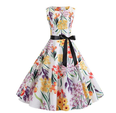 Bílé Vintage Rozevláté Šaty S Horkými Květy