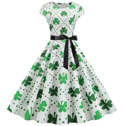 Vintage Bílé Puntíkované Květované Šaty