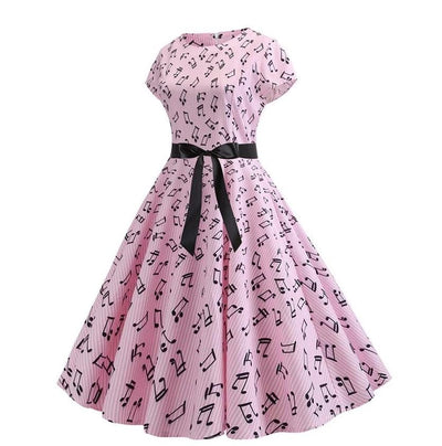 Jarní Vintage Růžové Rozšířené Šaty