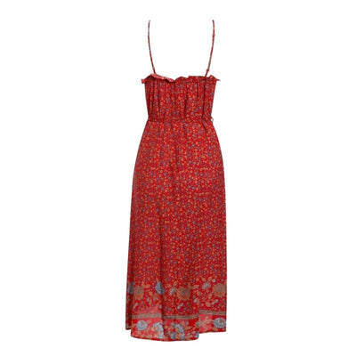 Vintage Červené Květinové Šaty