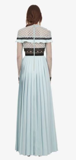 Dlouhé Vintage Modré Volánové Šaty