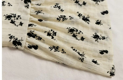 Vintage Khaki Květinové Dlouhé Šaty