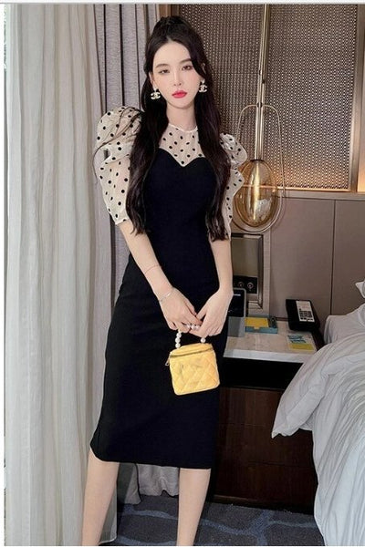 Vintage Puntíkované Midi Šaty