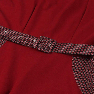 Trapézové Šaty 50. Let Burgundsko