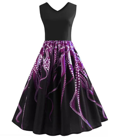 Vintage Šaty Bez Rukávů A-Line