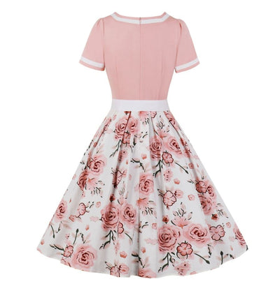 Vintage Růžové Šaty 50. Let Větší Velikosti