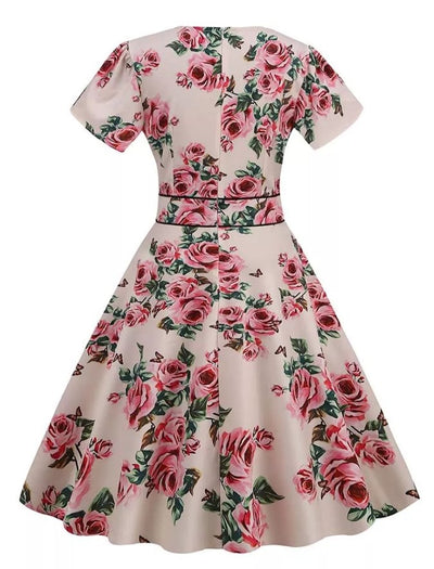 Vintage Šaty S Béžovými Květy Z 60. Let