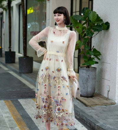 Vintage Šampaňské Dlouhé Šaty Ze 40. Let