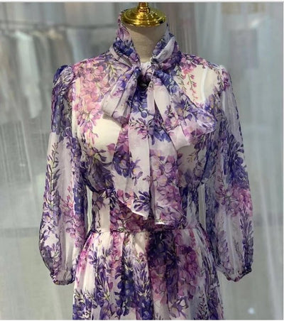 Vintage Dlouhé Levandulové Šaty Ze 40. Let