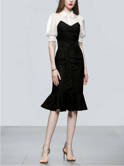 Vintage Černé Šaty S Vysokým Pasem Ze 40. Let