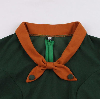 Vintage Podzimní Zelené Šaty