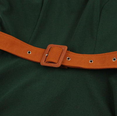 Vintage Podzimní Zelené Šaty