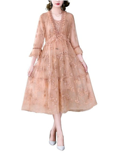 Vintage Šaty S Květinovou Výšivkou