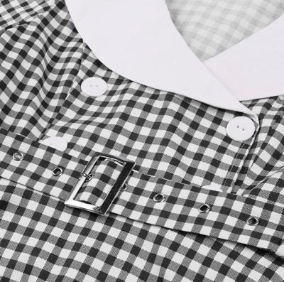 Vintage Černé Kostkované Šaty