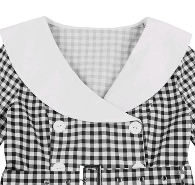 Vintage Černé Kostkované Šaty