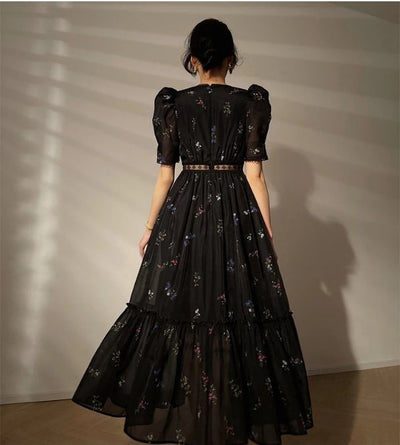 Vintage Černé Šaty S Výstřihem Do V