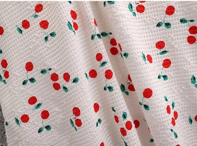 Vintage Over Size Třešňové Šaty Bílé