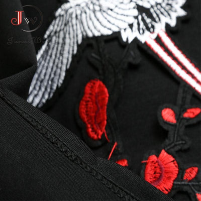 Vintage Šaty Velké Velikosti S Černými Vyšívanými Květy