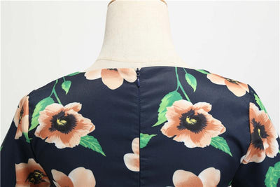 Vintage Černé Květinové Zimní Šaty