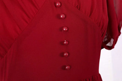 Vintage Dlouhé Šaty 50. Let Burgundsko