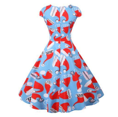 Vintage Vánoční Modré Šaty Větší Velikosti