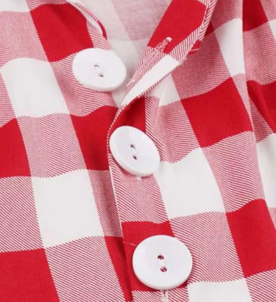 Vintage Pin Up Červené Kostkované Šaty