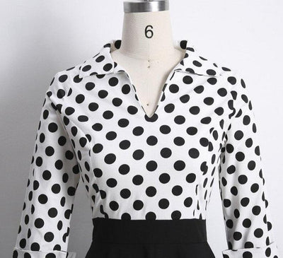 Vintage Černé Puntíkované Šaty