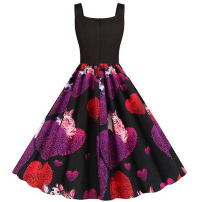 Vintage Černé Valentýnské Šaty Kočky