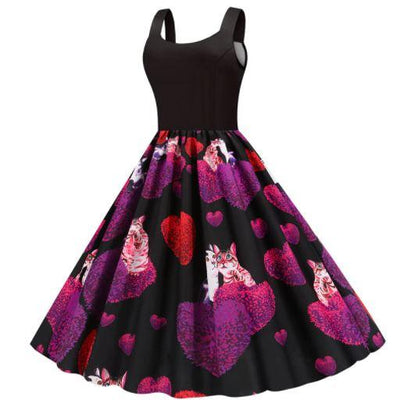 Vintage Černé Valentýnské Šaty Kočky