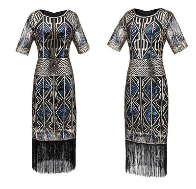 Vintage Dlouhé Zlaté Šaty Gatsby Z 20. Let