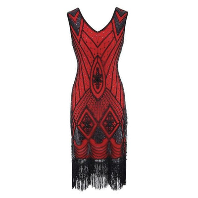 Vintage Červené Flitrové Šaty Z 20. Let