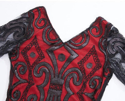 Červené Krajkové Šaty 20. Let