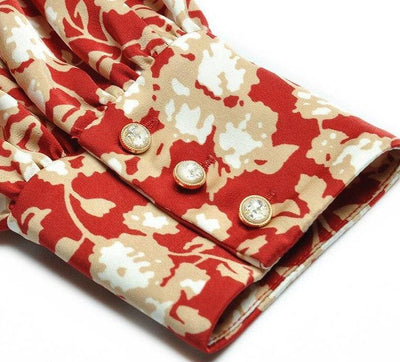 Vintage Květinové Šaty Ze 40. Let Červené