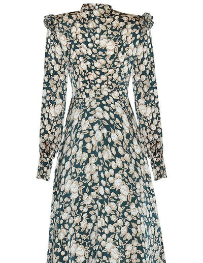 Vintage Květinové Šaty Ze 40. Let Zelené