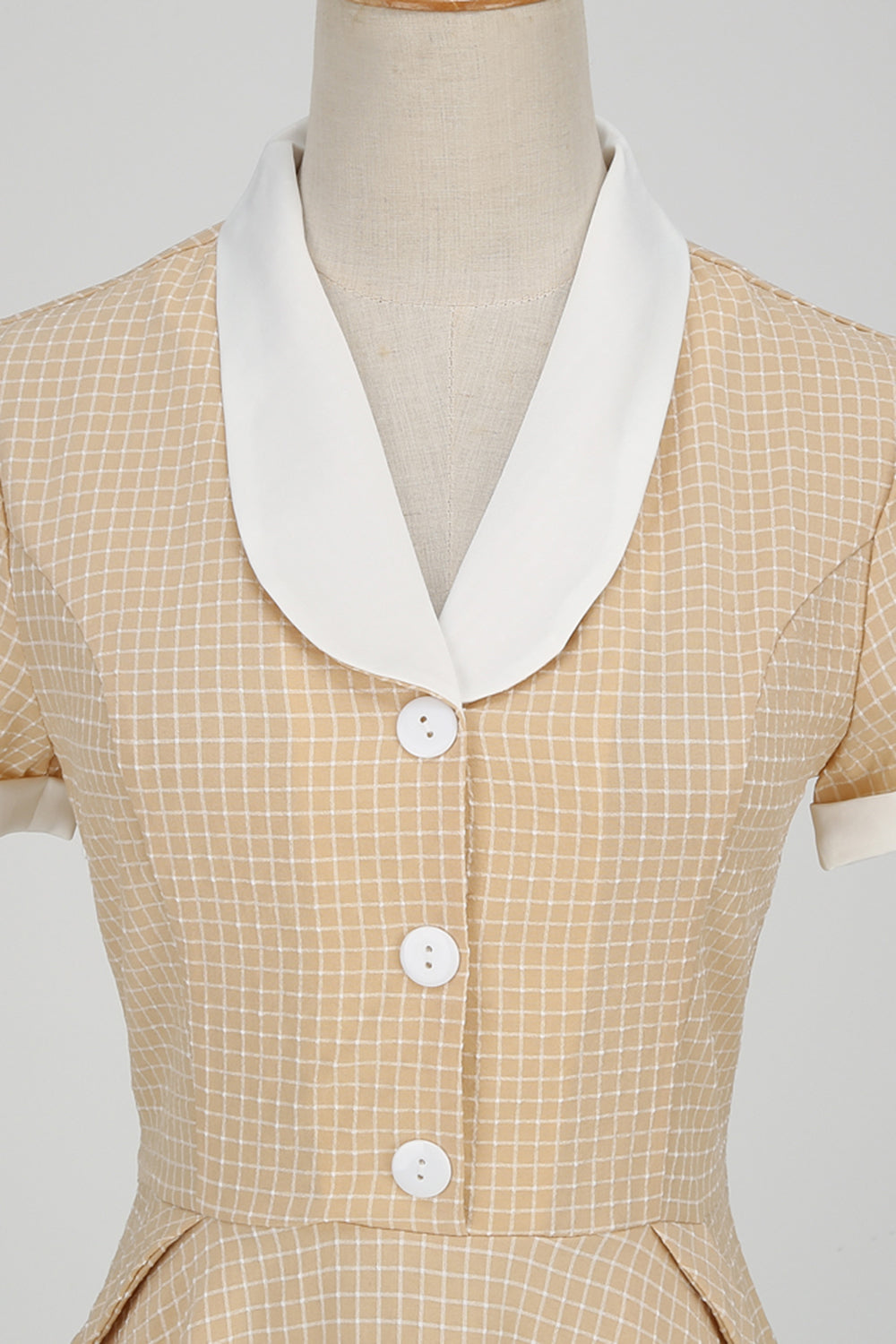 Šaty Vintage Check Shawl Collar