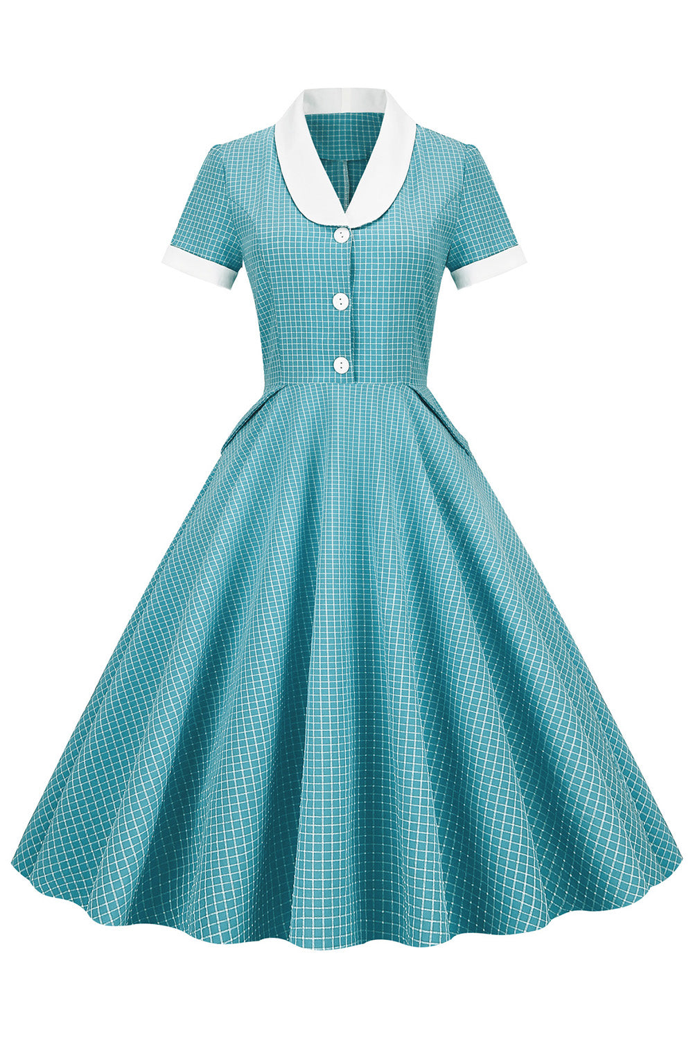 Šaty Vintage Check Shawl Collar