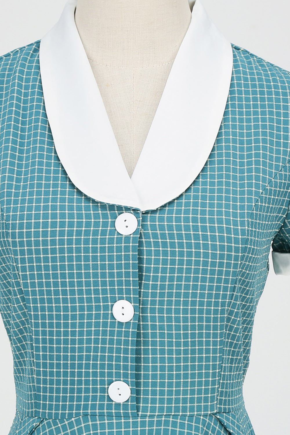 Šaty Vintage Check Shawl Collar