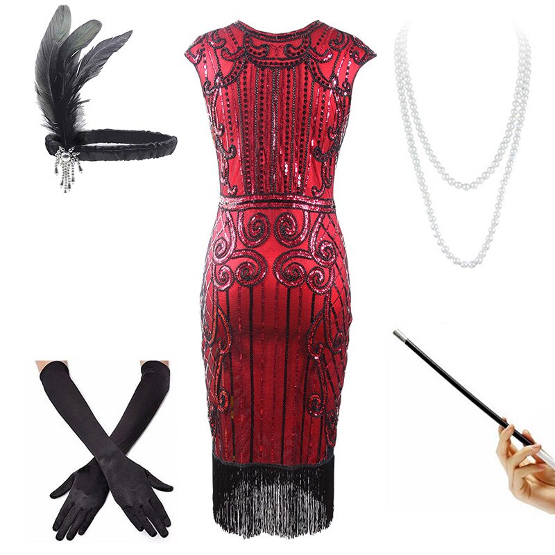 Červené Šaty S Nízkým Pasem 20. Let